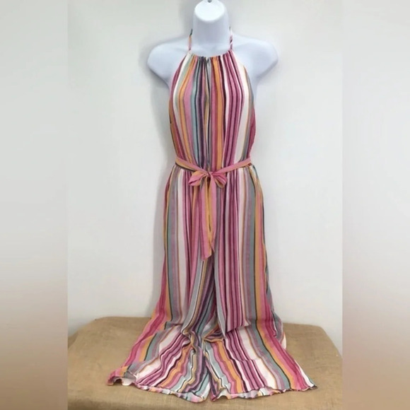 Lumbere Women’s Striped Jumpsuit NWT Summer Beach Size Medium - Picture 1 of 6